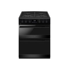 CDA CFD600MB F/S 60cm Cooker, Dual Fuel, gas hob, Rotary cntrol, push button timer, Double Cavity 43